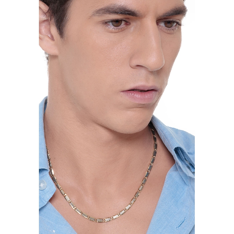 Cadena para hombre en oro blanco eslabones groumette