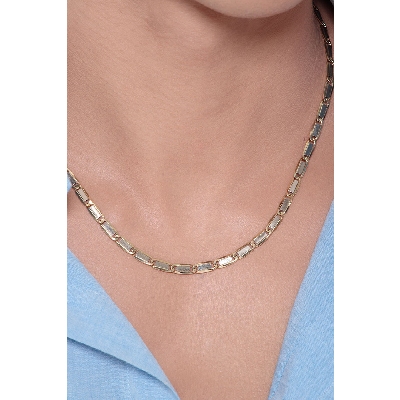 Cadena para hombre en oro blanco eslabones groumette