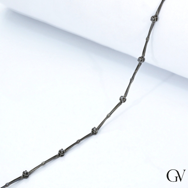Pulsera alternada oro bruñido 18 quilates diamantes negros Pulsera alternada oro bruñido 18 quilates diamantes negros