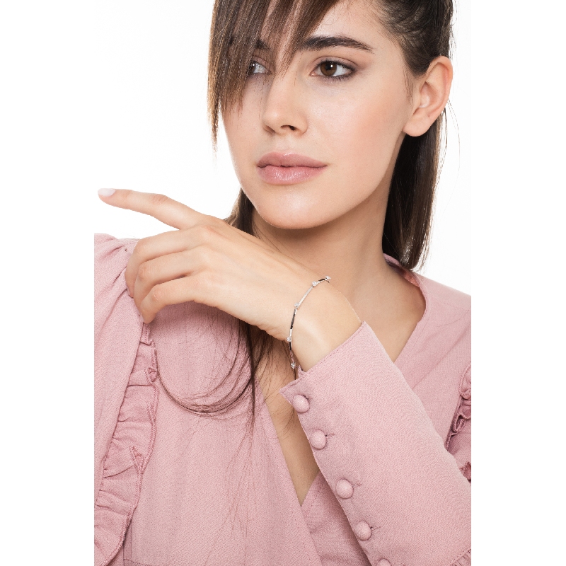 Pulsera oro blanco 18k con diamantes, 18 cm