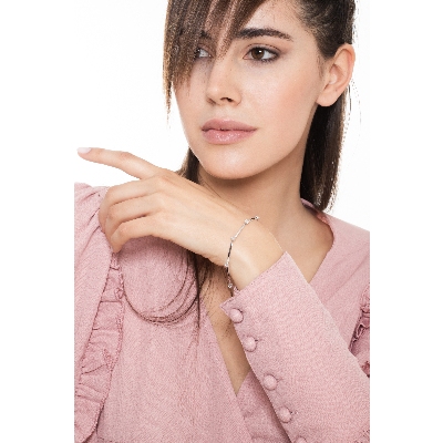 Pulsera oro blanco 18k con diamantes, 18 cm