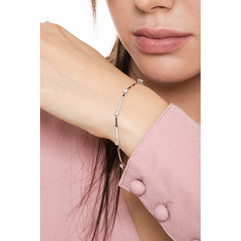 Pulsera oro blanco 18k con diamantes, 18 cm