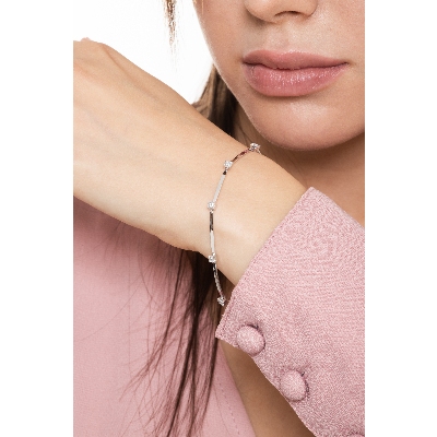 Pulsera oro blanco 18k con diamantes, 18 cm