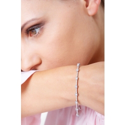 Pulsera en oro blanco 18k con segmentos cuadrados y diamantes 2