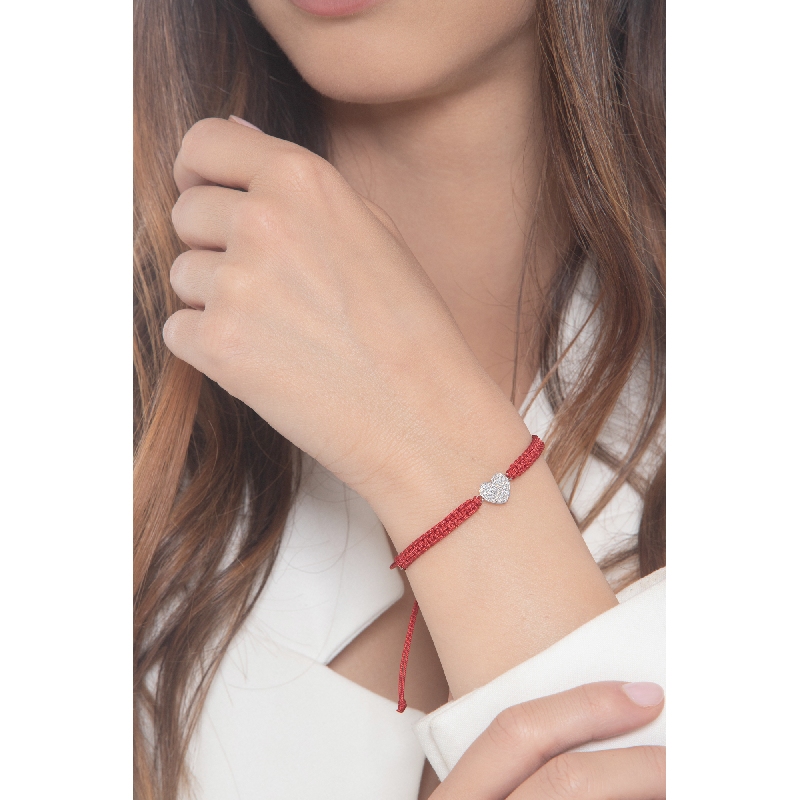 Pulsera con corazón en oro blanco 18k y diamantes Pulsera con corazón en oro blanco 18k y diamantes