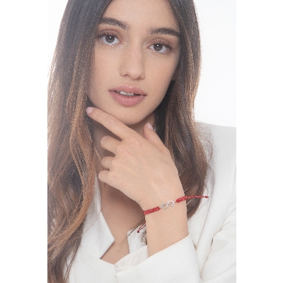 Pulsera con símbolo infinito en oro blanco 18k y diamantes