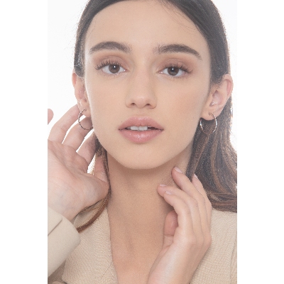 Pendientes aro en oro blanco 18k con diamantes