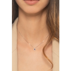 Collar en oro blanco 18k con colgante de zafiro azul y diamantes 2