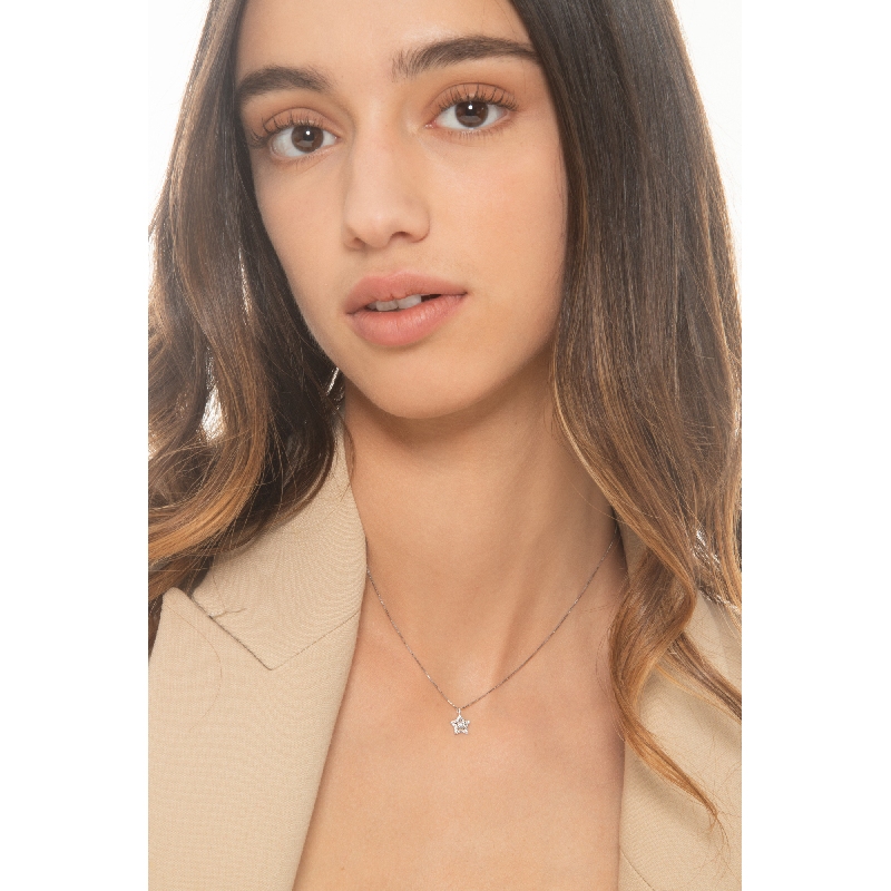 Collar oro blanco 18k estrella diamantes