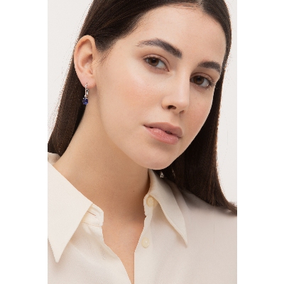 Pendientes de oro blanco con zafiros azules 