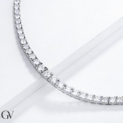 Collar tennis degradado en oro blanco 18k con diamantes 18,12 ct