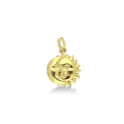 Colgante sol y luna en oro amarillo 18k