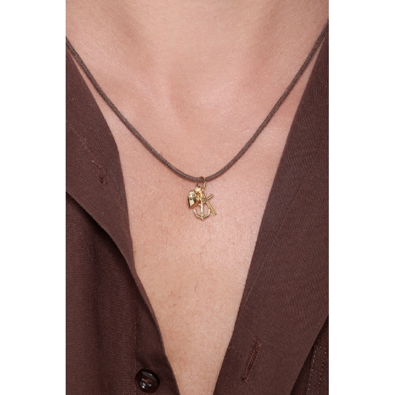 Colgante Oro Amarillo 18k con cruz, corazón y ancla