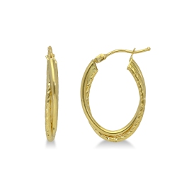 Pendientes ovalados diamantados en oro amarillo 18k