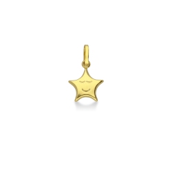 Colgante estrella con carita en oro amarillo 18k