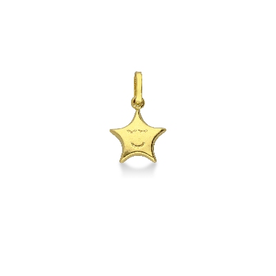 Colgante estrella con carita en oro amarillo 18k