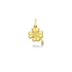 Colgante trébol de cuatro hojas en oro amarillo 18k, 1,5 cm