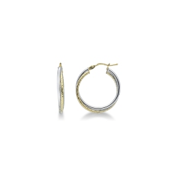 Pendientes de aro en oro amarillo y blanco