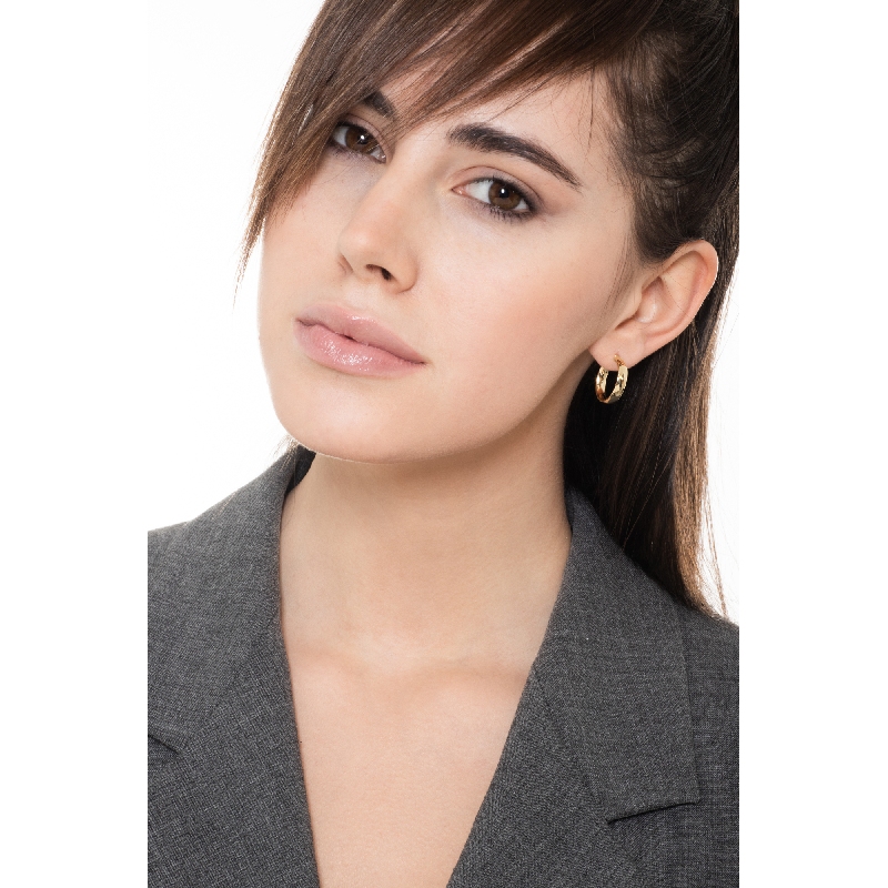 Pendientes circulares de caña plana en oro amarillo 18k