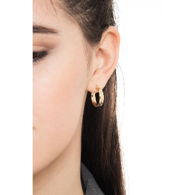 Pendientes circulares de caña plana en oro amarillo 18k