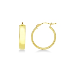 Pendientes circulares de caña plana en oro amarillo 18k