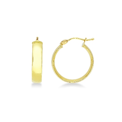 Pendientes circulares de caña plana en oro amarillo 18k