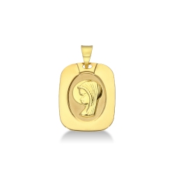 Medalla religiosa de la Virgen realizada en oro amarillo 18k