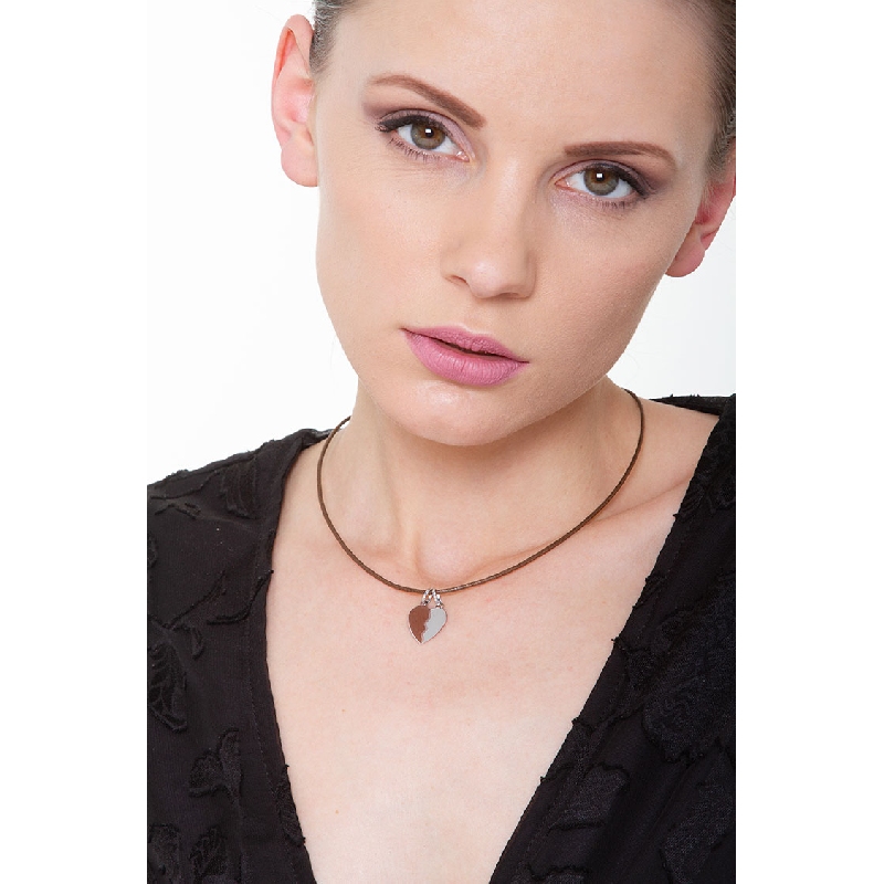 Colgante de corazón divisible en oro blanco 18k, 1,5 cm.