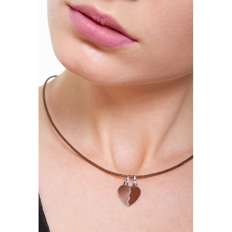 Colgante de corazón divisible en oro blanco 18k, 1,5 cm.