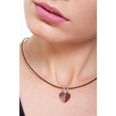 Colgante de corazón divisible en oro blanco 18k, 1,5 cm.