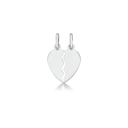 Colgante de corazón divisible en oro blanco 18k, 1,5 cm.