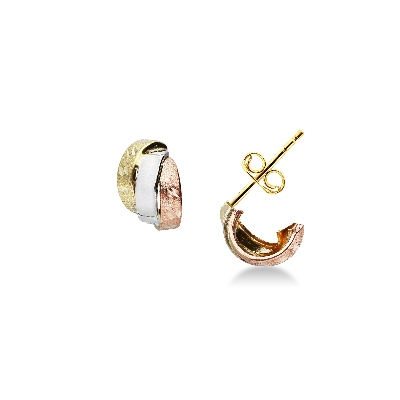 Pendientes en oro amarillo blanco y rosa 18k