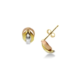 Pendientes tricolor en oro 18K
