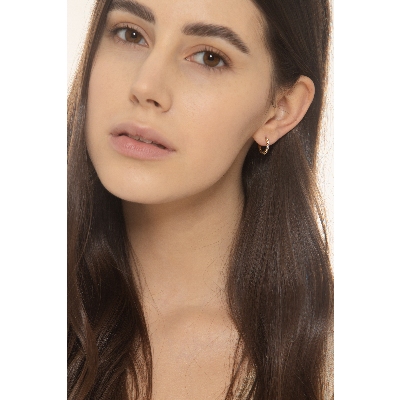 Aros de oro amarillo 18k con circonitas 1,3 cm