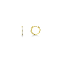 Aros de oro amarillo 18k con circonitas 1,3 cm