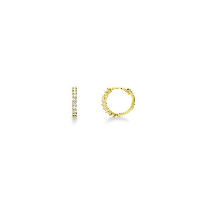 Aros de oro amarillo 18k con circonitas 1,3 cm