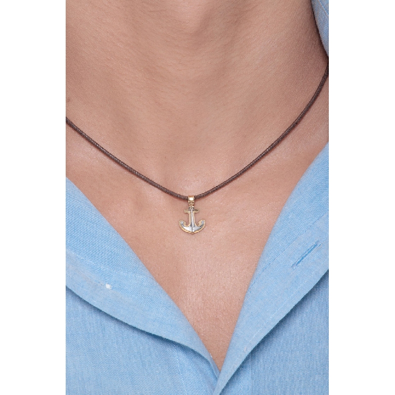 Colgante Ancla en oro blanco y oro amarillo 18k