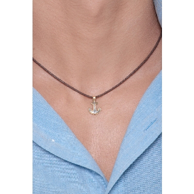 Colgante Ancla en oro blanco y oro amarillo 18k