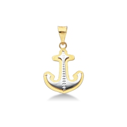 Colgante Ancla en oro blanco y oro amarillo 18k