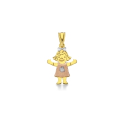 Colgante para niña en oro blanco, amarillo y rosa 18k.