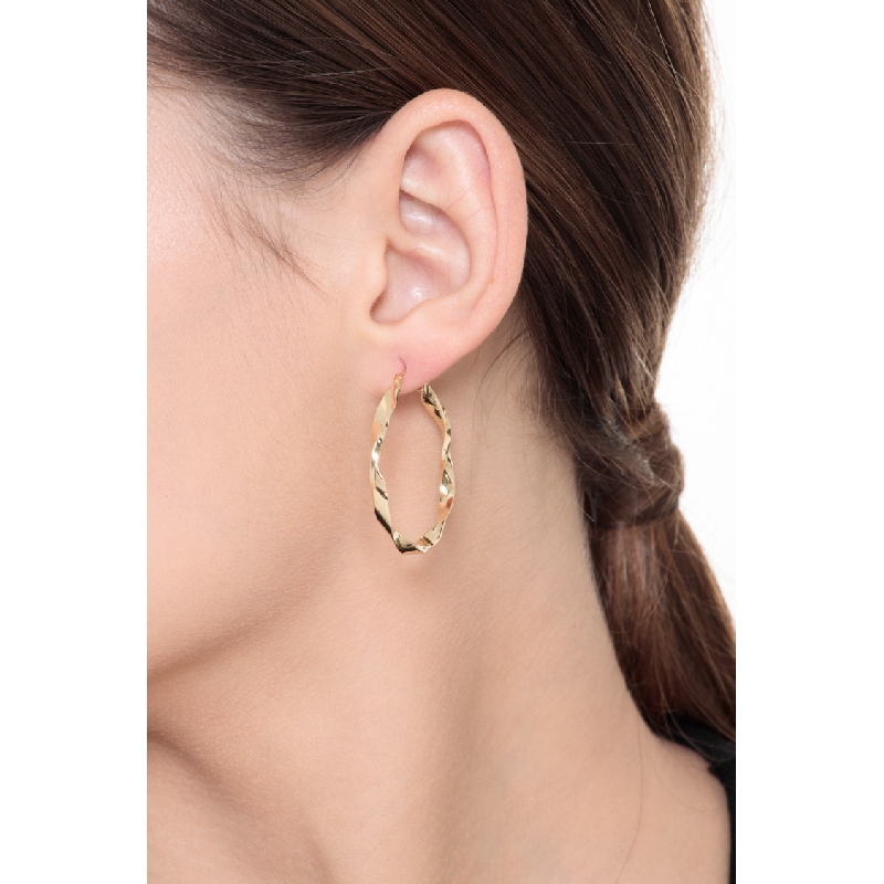 Pendientes de aro trenzado en oro amarillo 18k