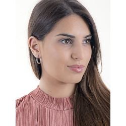 Pendientes aros ovalados en oro blanco de 18k pulido y satinado 2