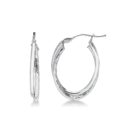 Pendientes aros ovalados en oro blanco de 18k pulido y satinado