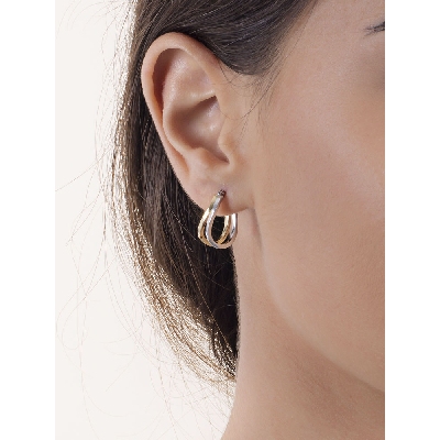 Pendientes ovalados en oro blanco y amarillo