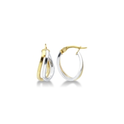 Pendientes ovalados en oro blanco y amarillo