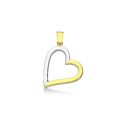 Colgante corazón en oro blanco y amarillo de 18K