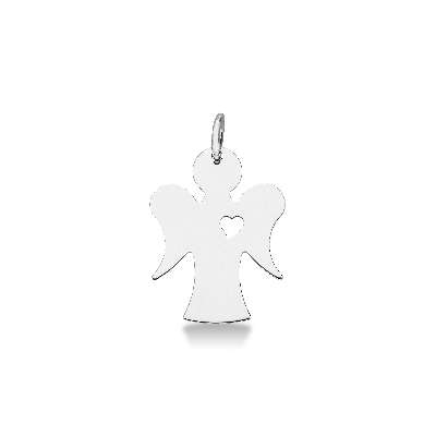 Colgante de ángel en oro blanco 18k corazón