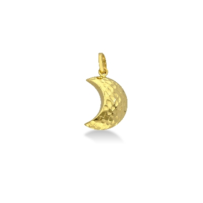 Colgante luna en oro amarillo de 18 quilates diamantado