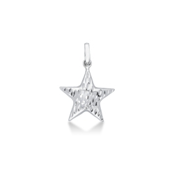 Colgante con forma de estrella en oro blanco 18 quilates
