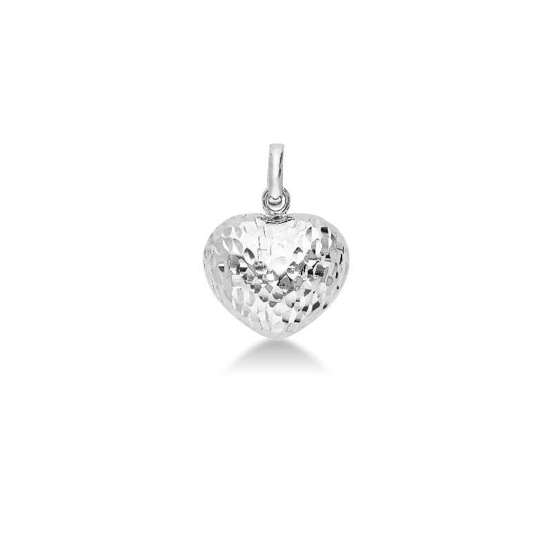 Colgante corazón en oro blanco diamantado 18K Colgante corazón en oro blanco diamantado 18K